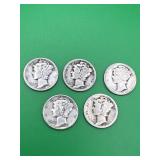 5 - 90% Silver Mercury Dimes