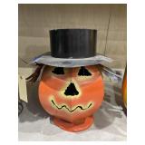 Metal Painted Jack O Lantern Yard Art 16"
