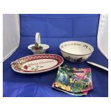 3 Pcs - Lenox Christmas Serving Bowl & More