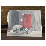 Dale Adkins Print Dog w/Cowboy Boots 11"x14"