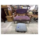 Wooden Foot Stool & Wooden Seat As Is