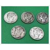 5 - 90% Silver Mercury Dimes