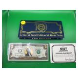 2009 22K Gold Plated $2 Bill