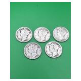 5 - 90% Silver Mercury Dimes