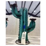 Metal Painted Yard Art Cactus 18"