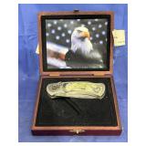 Indian Feathers Knife in Wooden Case