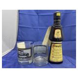 Liqueur Bottle w/2 Whiskey Glasses