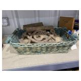 Woven Basket w/Wall Hangings & Rocks