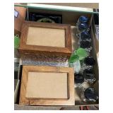 Small Glass Containers & Wooden Boxes