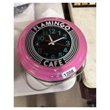 Flamingo Cafï¿½ Elec Wall Clock 14"Dia