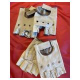 2 Pr Leather Fingerless Gloves
