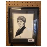 Framed John Lennon Drawing by Greg Clinton