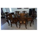 Wood Dining Table w/2 Leaves & 10 Chairs