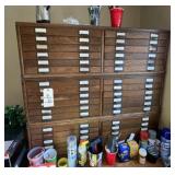 Vintage Wood 3-Section 36-Drawer Cabinet