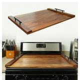 Noodle Board Stove Cover Acacia Wood with Handles,
