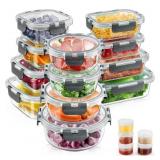 34 Pcs Glass Food Storage Containers With Lids Set