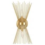 Brass Vanity Light Starburst Wall Sconce, 2 Light,