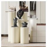 3 Pack Portable White Cylinder Stands for Party, 3
