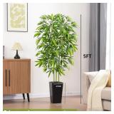 Artificial Bamboo Tree- 5Ft, Fake Plant, Black Squ
