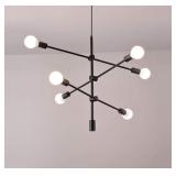 Chandelier Modern Minimalist, Black Finish - No Sh