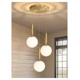 Modern White Glass Chandelier, Cluster Pendants, M