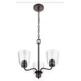 Traywick 3-Light Chandelier, Matte Black Finish/Cl