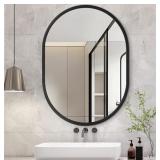 Oval Mirror- Black Metal Framed, 18'x26', Temper