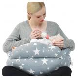 Nursing Pillow, Adjustable, Removable Cover, Grey/