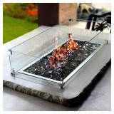 Glass Wind Guard For Fire Pit - Approx. 23.5'x7.5