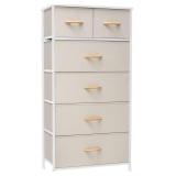 Tall Skinny Dresser, Steel Frame, 6 Fabric Drawers