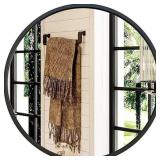 Metal Framed Round Wall Mirror - Black , 28x28x1'