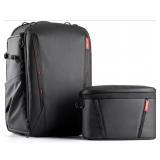 2 pc 25L-33L Camera Backpack With Shoulder Bag, Wa