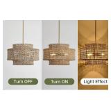 17.7' Boho Rattan 4 Light Hand Woven Rustic Chand