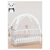 Crib Tent, Pop-up, White, Zippered Mesh, 27.6x51.2