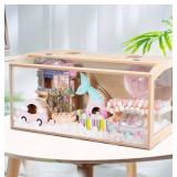 Wooden Hamster Cage with Transparent Acrylic Sides