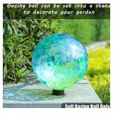 VCUTEKA Glass Gazing Ball- Blue/Yellow Swirl Desig