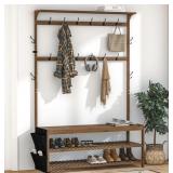 6-in-1 Bamboo Hall Tree with Shoe Storage/Organize