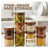 8 Pack Set Overnight Oats Jars with Acacia Air Tig