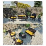 Set Of 3 Outdoor/Indoor All Weather Tufted Wicker