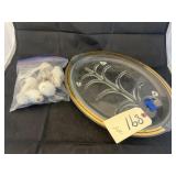 Glass serving tray & birds
