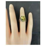 925 Lemon Quartz Ring -Sz 8.5