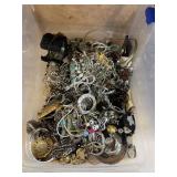 Large Lot of Assorted Costume Jewelry in Plastic B