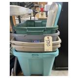 6 - Plastic Bins w/2 Lids