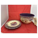 Melamine Fruit Bowl & 4 Assorted Plates