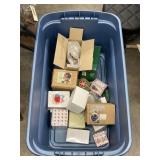 Plastic Bin w/Assorted Christmas Ornaments