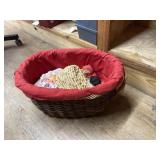 Wicker Basket w/Assorted Dolls & More