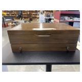 2 section display case w/ brass handles & pull 5 1