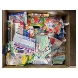 Box of opened baseball card packs