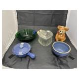 5 pc. Glass dishes & figurines