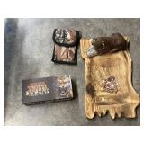 Wood Carved & Painted Tiger Display, Tiger Patch &